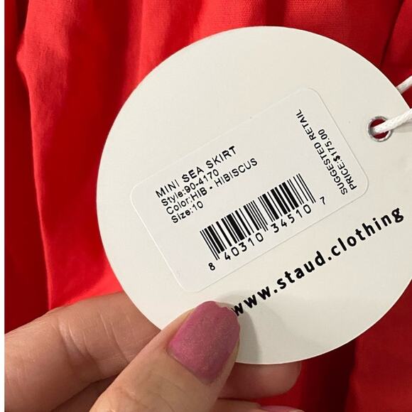 New Staud Mini Sea Skirt in Hibiscus Size 10 - Picture 3 of 3